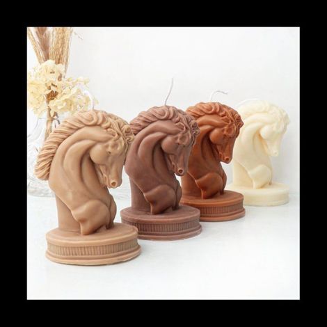 Moule À Bougie En Silicone - Tête De Cheval - Pour Sculpture Équestre Et Décoration - 1 Pièce (1/5)