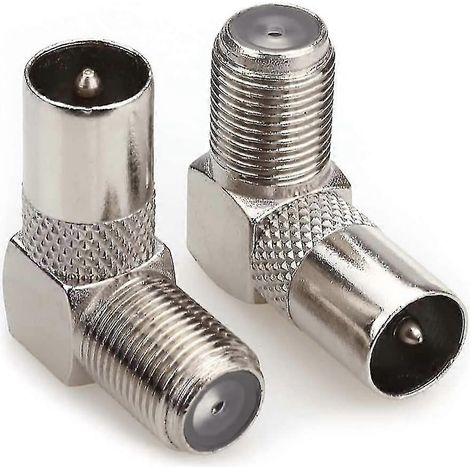 Adaptateur coudé à 90° pour antenne TV coaxiale mâle vers connecteur F, connecteur F pour câble coaxial d'antenne TV (1/4)