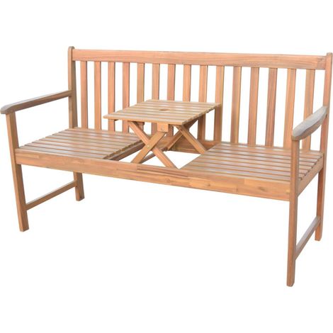 Gartenbank mit integriertem Tisch 2-Sitzer 3-Sitzer Holzbank Sitzbank Parkbank Bank Gartenmöbel Akazienholz (1/5)