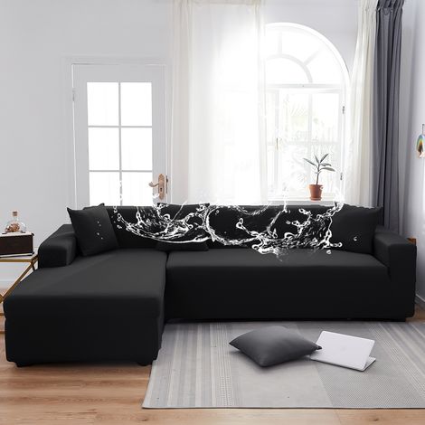 Copertina per divano impermeabile e antipolvere in microfibra nera – Copridivano estendibile unico, per divani a 1 posto (90–140 cm), senza copertina per cuscini