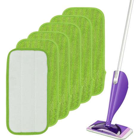 2 Tampons de serpillière, microfibre lavable, 30x15 cm, absorbant, pour appartement et bureau (1/5)