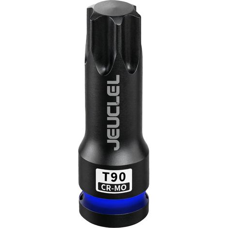 Douille à impact Torx étoile à 6 points T90, douille Torx 1/2 pouce carrée de 3 pouces de long, adaptateur de visseuse allongé en acier Cr-Mo. (1/5)