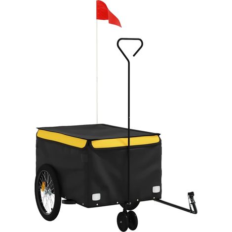 Remorque de vélo noir et jaune 30 kg fer CFW88124 (1/5)