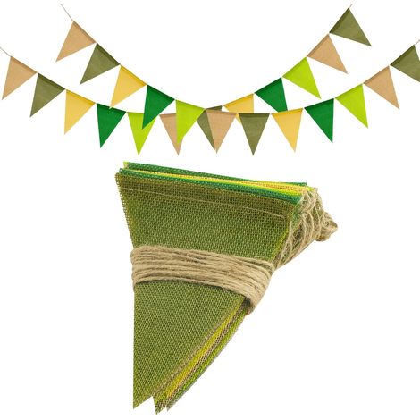 Guirlande Fanions Extérieur Étanche Sauge JijAcraft 12m, 3 Cordes 4m, 36 Fanions Triangulaires (1/5)