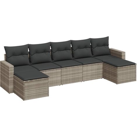 Maison Exclusive - Set Divani da Giardino 7pz con Cuscini Grigio Chiaro Polyrattan (1/3)