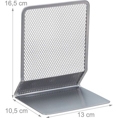 Lot de 2 presse-livres en maille grillage moderne pratique décoration 16,5 x 13 x 10,5 cm en métal noir (1/3)