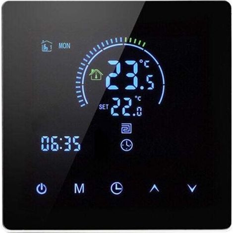 Thermostat connecté WiFi pour chaudière à gaz, thermostat d'ambiance programmable, contrôleur de température mural avec numérique 16 A, noir,de (1/5)