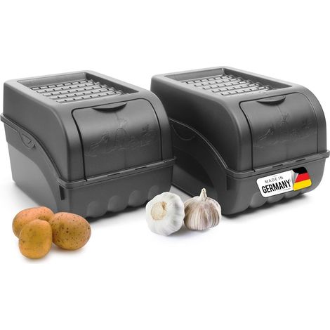 Lot de 2 boîtes rangement pommes de terre 5 L gris anthracite