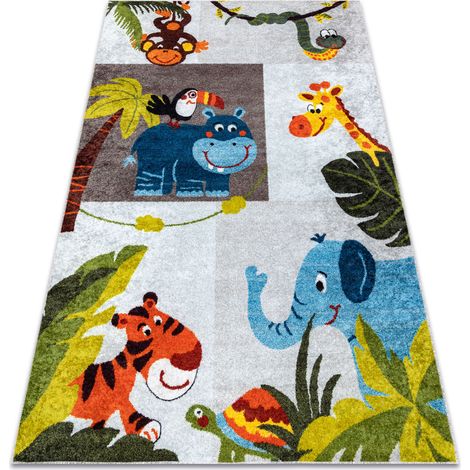 Tappeto lavabile JUNIOR 51858.802 animali, Africa per bambini antiscivolo - grigio multicolour 160x220 cm