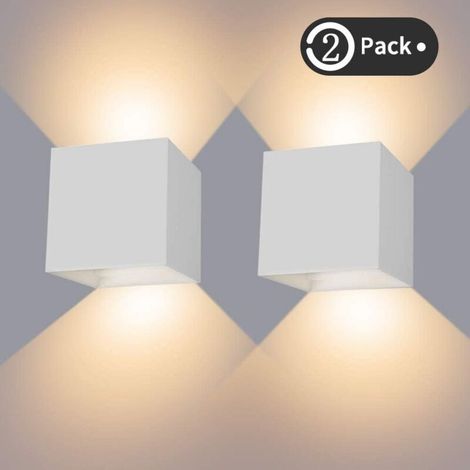 Outdoor wall light. 12W Indoor/Outdoor Wall Sconce. IP65 Waterproof LED Wall Lamp, Adjustable Up/Down Design, 3000K Warm White, Wall Sconces for Living Room, Bedroom, Hallway, Set of 2 - White (1/5)