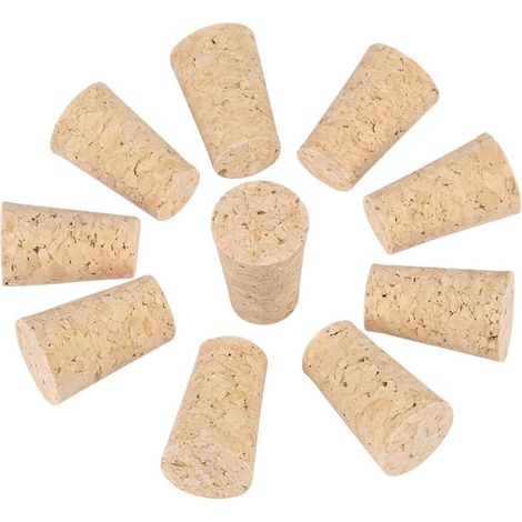 Lot de 10 bouchons liège - 35 mm - bois - naturels, coniques (1/5)