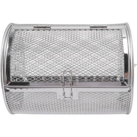 Grillkäfig aus Edelstahl, rollender Grillkorb, rundes Grillgitter aus Edelstahl für Erdnüsse, getrocknete Nüsse, Gemüse B (1/4)