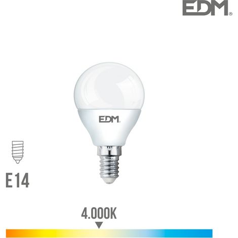 Lampadina LED EDM sferica E14 7W 600lm 4000K Luce naturale Ø4.5x8cm