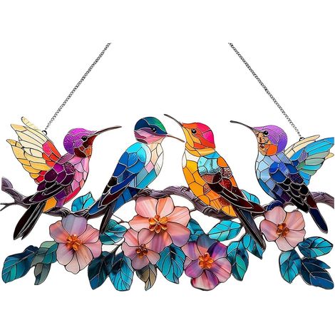 Atrapasol acrílico colorido para colgar en la ventana - Decoración estilo vitral - Ideal para el hogar, la sala de estar o el jardín - Regalo para amantes de las aves (1/5)