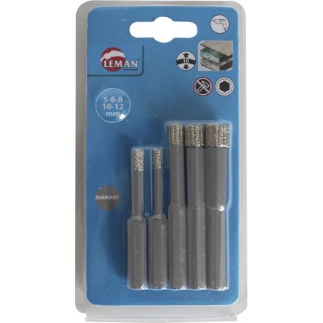 Leman – Lot de 5 forets diamantés 6 pans – Pour grès cérame, carrelage et faïence – Technologie de brasage sous vide – Diamètres 5 à 12 mm (1/3)