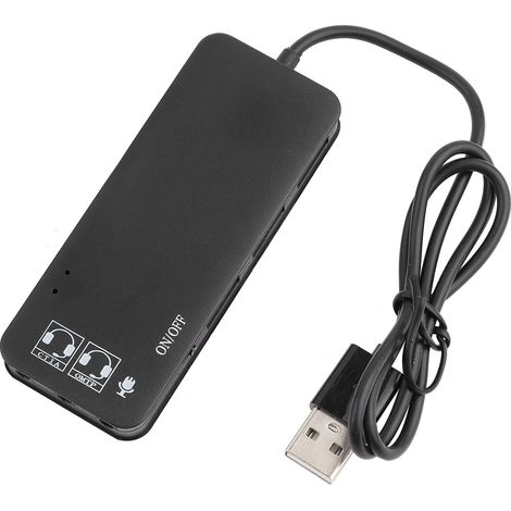 Hub USB 2.0 3 Ports avec Adaptateur Audio 7.1CH Micro Casque - Répartiteur Port USB Noir (1/5)