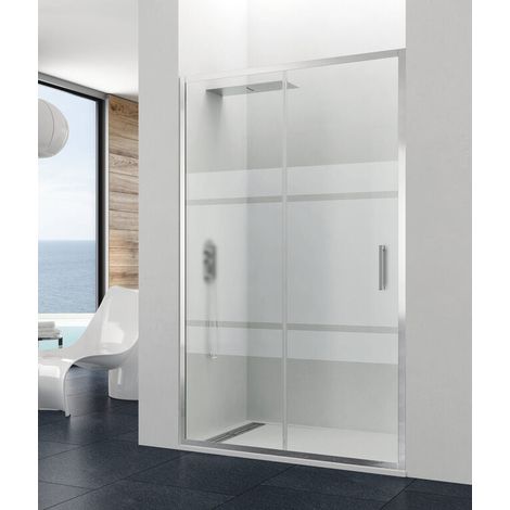 Box doccia frontale PRESTIGE con porta scorrevole, 120 cm, vetro trasparente, profilo cromo lucido (1/5)