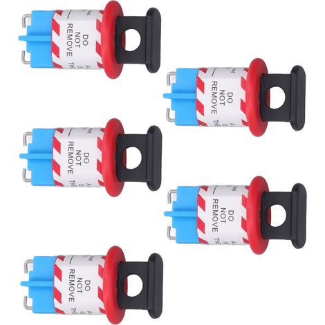Cinq verrous miniatures de disjoncteurs avec broches orientées vers l'intérieur pour l'arrêt et la maintenance des équipements électriques industriels. (1/5)