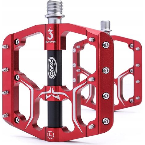 CXWXC Aluminium-Plattformpedale mit Pins, rot, maschinell bearbeitet (1/5)
