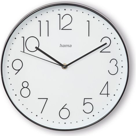 Hama Orologio da Parete Korsika, Orologio Silenzioso, 30 cm, Nero Bianco