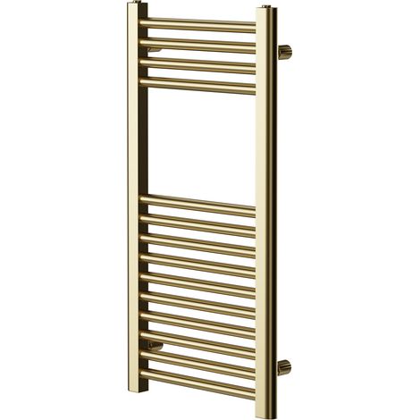 Pizarro Brushed Brass 800mm x 400mm Straight Heated Towel Rail (1/5)