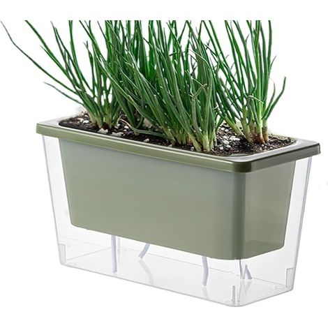 Selbstbewässerndes Design für gesunde Pflanzen – Rechteckiger Balkonkasten  Automatischer Blumentopf mit Bodenbewässerung für Kräuter, Sukkulenten und kleine Pflanzen  Pflanzkasten (1/5)