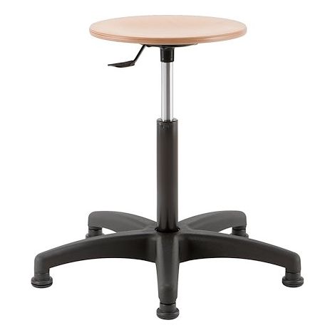 Tabouret Indus bois réglable en hauteur, patins fixes - Maxiburo