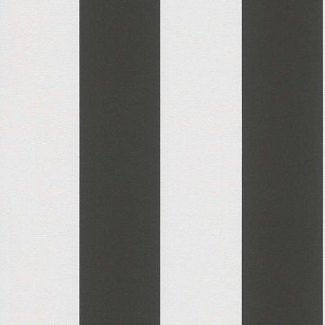 A.S. Creations – Papier peint à rayures noir et blanc – Tapisserie moderne pour salon, couloir et chambre adulte – Pellicule amovible – Largeur 53cm (1/3)