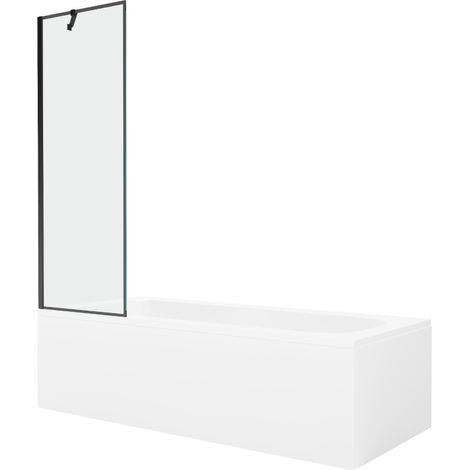 Mexen Vega baignoire rectangulaire 150 x 70 cm avec habillage et paroi de 60 cm à 1 volet, motif noir - 550115070X9506007070 (1/5)