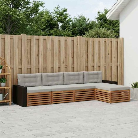 vidaXL Outdoor-Sofagarnitur 5 pcs Natürlich und Hellgrau Polyester (1/5)