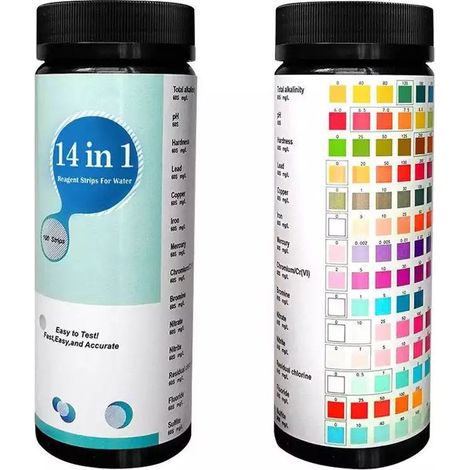 Bandelettes De Test 14 En 1 Pour L'Eau Potable Et L'Eau Du Robinet Pour Tester La Dureté, Le Ph, Le Brome, Les Nitrates Et Plus Facilement Et Rapidement - Lot De 100