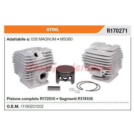 Cilindro pistone segmenti STIHL motosega 038 MAGNUM MS380 R170271