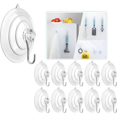 Saugnapf mit Haken – 10 Stück – Selbstklebende Haken – Hängehaken – Selbstklebende Hängehaken – Hängehaken – Haken ohne Bohren – Küche (1/5)