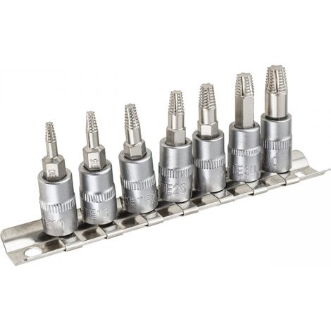 7 pièces extracteur de boulons abîmés Torx (étoile) – douille pour enlever les vis à six pans internes grippées, rouillées ou arrondies (1/5)