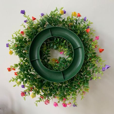 Bunter Frühlings- und Sommerkranz im Landhausstil, bunter Cottage-Kranz aus künstlichen Blumen, Dekoration für Haustür, Wand, Garten, Hochzeit (1/5)