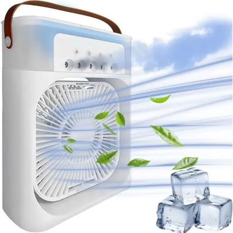 Climatiseurs mobiles Mini refroidisseur d'air, ventilateur brumisateur, petit climatiseur portable, 7 LED colorées, humidificateur, Blanc