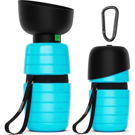 Pecute Trinkflasche für Hunde Unterwegs Silikon 850ml XL Blau (1/5)