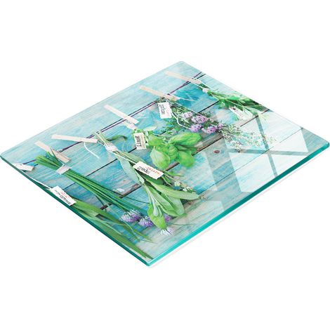 Tabla de cocina de vidrio templado con gr谩ficos decorativos de hierbas colgantes 60x52 cm (1/5)