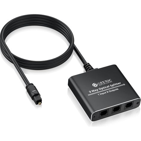1x3 Répartiteur Audio Numérique Optique Toslink Câble Optique de 1m 1 Entrée Mâle, 3 Sorties Femelles, Formats Audio LPCM 2.0 DTS Dolby-AC3, Pour Home Cinéma et HDTV (1/5)