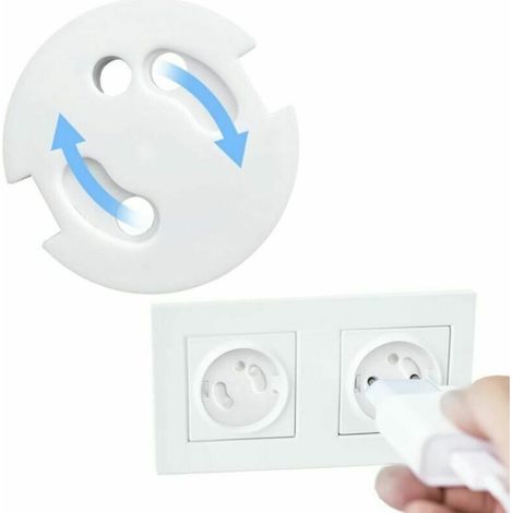 Cache Prise Bébé Français-Protection Prises Bebe-Caches Prises Electrique-Sécurité Enfant-Mécanisme Tournant10Pcs