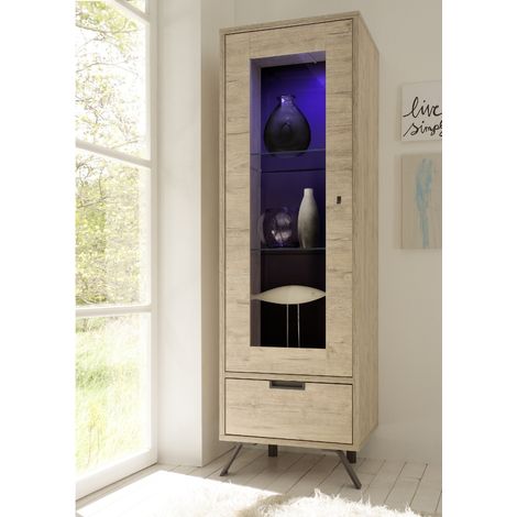 Vitrine moderne en bois 1 porte vitrée DIANA (1/5)