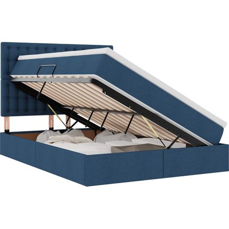 Maison Exclusive - LED-Speicherbett mit Matratze Blau 140 x 200 c