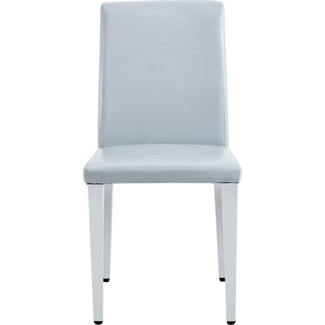 Juego de 4 sillas de comedor modernas de PU gris claro con patas metálicas plateadas (1/5)