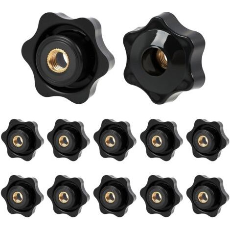 12PCS Bouton de Serrage M8 x 38,Écrou Papillon à Tête Étoile, Filetage Interne en Laiton, Bouton de Serrage à Main Robuste pour Machines, Mobilier, Équipements Industriels et Appareils Électriques (1/5)