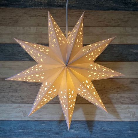 Étoile Lumineuse En Papier - Étoile À 9 Pointes Pour Suspension - Décoration De Noël Mur Et Arbre - Lot De 3 (1/5)