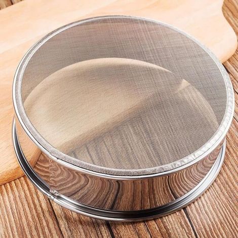 Tamis en acier inoxydable à mailles fines rond pour la farine, passoire à farine pour la cuisson de gâteaux, pâtisseries et (1/4)
