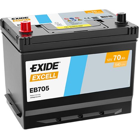 BATTERIE EXIDE EXCELL D26 12V 70AH 540A 270X173X222 +G EB705 (1/2)