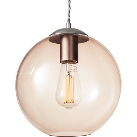 Litecraft Huey Ceiling Pendant 1 Light With Smoke Tint Glass Shade - Pewter (1/5)