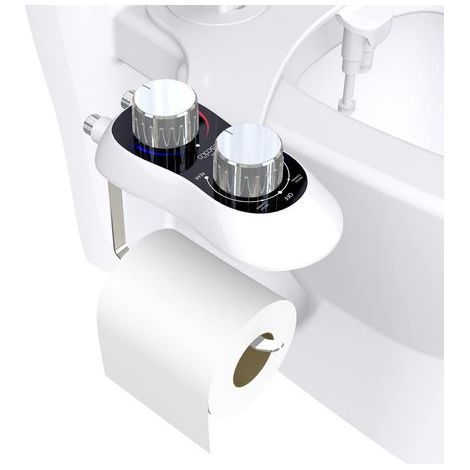Applicable Bidet - Embout de toilette - Bidet non électrique avec porte-papier toilette - Insert pour WC - Doubles buses autonettoyantes - Interrupteur de pression réglable pour eau chaude froide (1/5)
