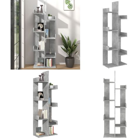 Bibliothèque Gris béton 48x25,5x140 cm Bois d’ingénierie - Bibliothèque - Bibliothèque Design - Rangement Intérieur - Étagère Livre - Mobilier Gris - Home & Living (1/5)